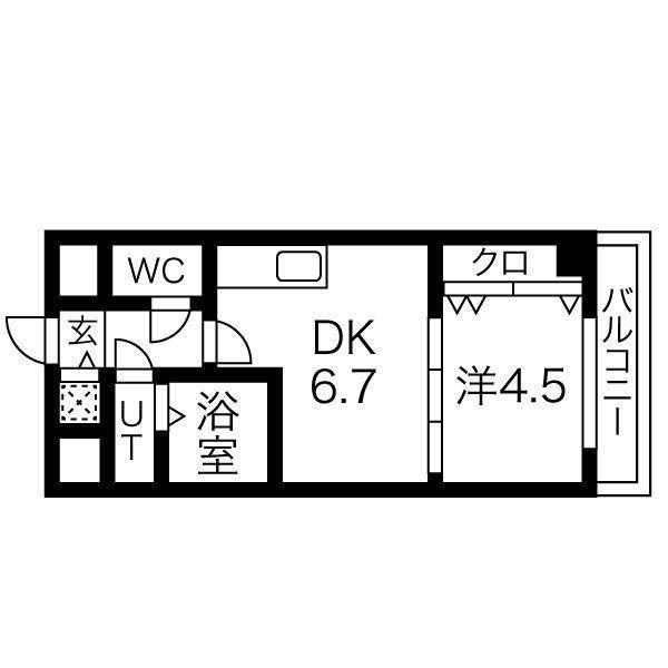 ＯＮＥ　ＲＯＯＦ　ＦＬＡＴ　ＦＵＫＵＳＨＩＭＡ-1DK(112581317)の間取り図
