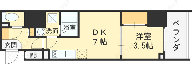 エスリードレジデンス大阪福島サウスフラッツ-1DK(112416642)の間取り図