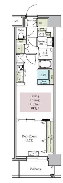 アーバネックス梅田中崎町Ⅱ-1LDK(111307087)の間取り図