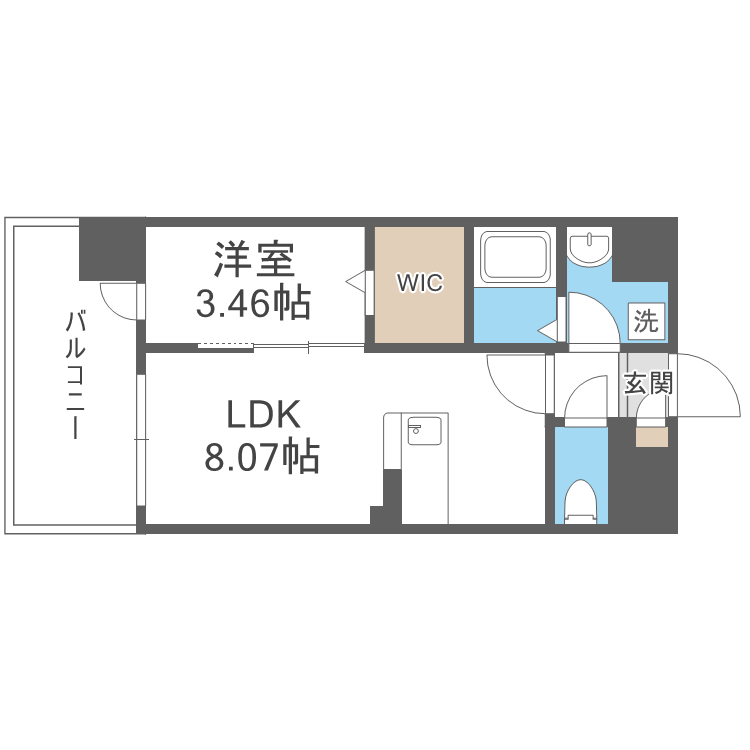 アートレジデンス吉野-1LDK(111604071)の間取り図