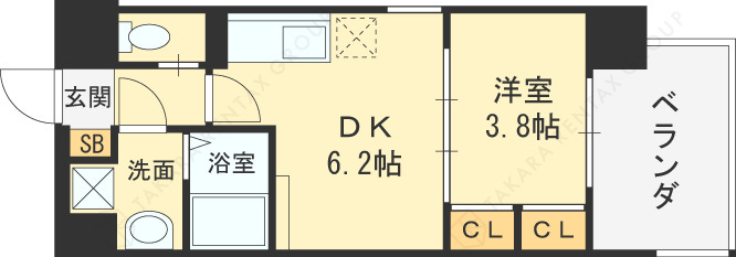 ビガーポリス５２８滝川公園Ⅲ-1DK(112331464)の間取り図