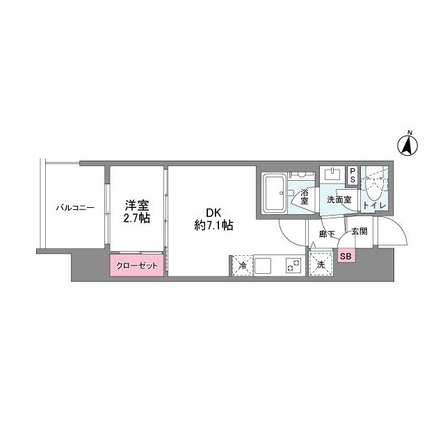シーズンフラッツ中崎-1DK(104762575)の間取り図