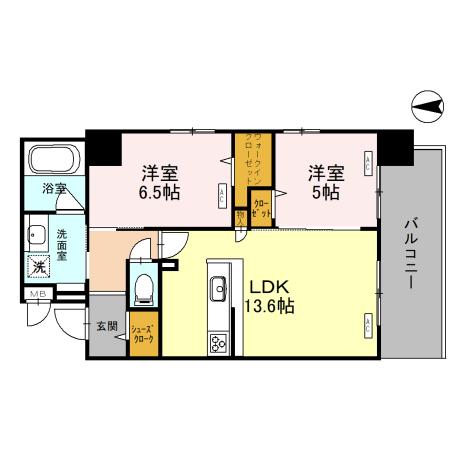 ＣＲＥＳＴ　ＣＯＵＲＴ　ＤＯＳＨＩＮ-2LDK(110814258)の間取り図