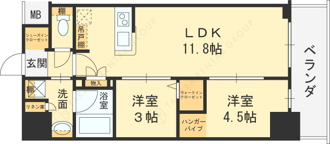 アーバネックス南森町ＷＥＳＴ-2LDK(110861533)の間取り図