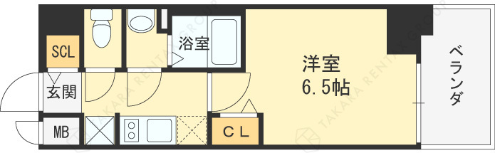プレサンス　梅田北　ディア-1K(105057548)の間取り図