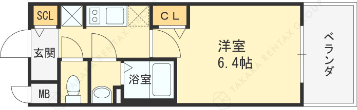 プレサンス　梅田北　ディア-1K(105355612)の間取り図
