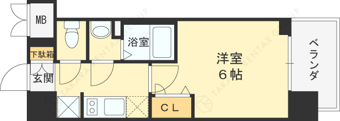 プレサンス大阪天満リバーシア-1K(112099135)の間取り図