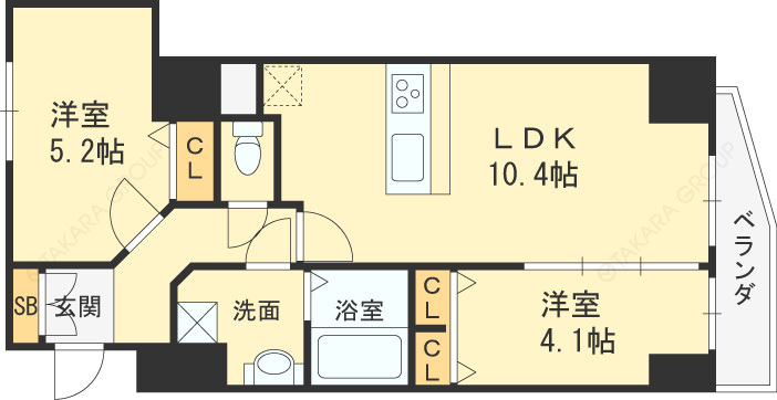 プレサンス天満橋チエロ-2LDK(111305399)の間取り図