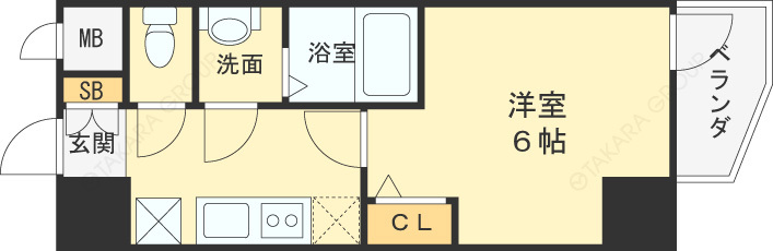 プレサンス天満橋チエロ-1K(110962517)の間取り図