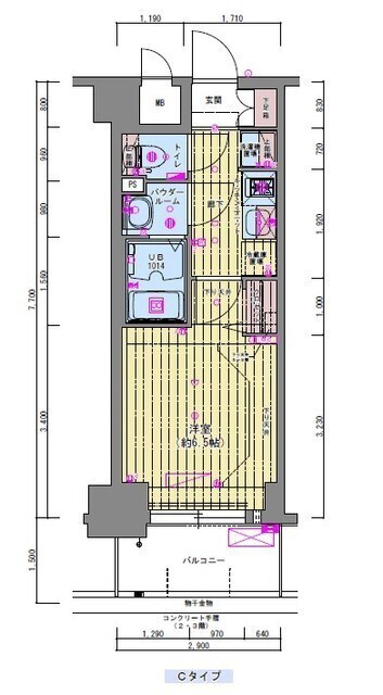 プレサンス福島ミッドエル-1K(111220602)の間取り図