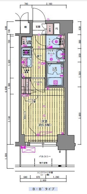 プレサンス福島ミッドエル-1K(111560032)の間取り図