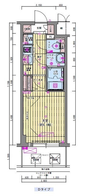 プレサンス福島ミッドエル-1K(112195799)の間取り図
