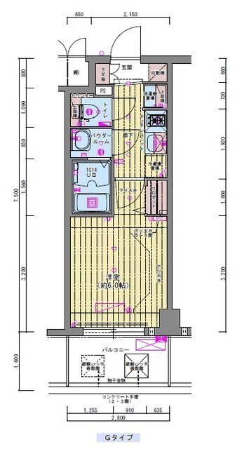 プレサンス福島ミッドエル-1K(105285758)の間取り図