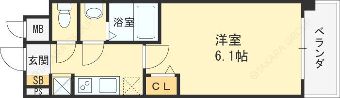 プレサンス梅田北ザ・ライブ-1K(105234264)の間取り図
