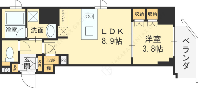 クレストコート堂島-1LDK(105263834)の間取り図