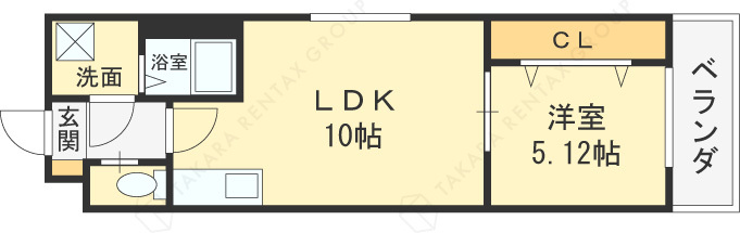 エスグランデ中崎町-1LDK(105265294)の間取り図