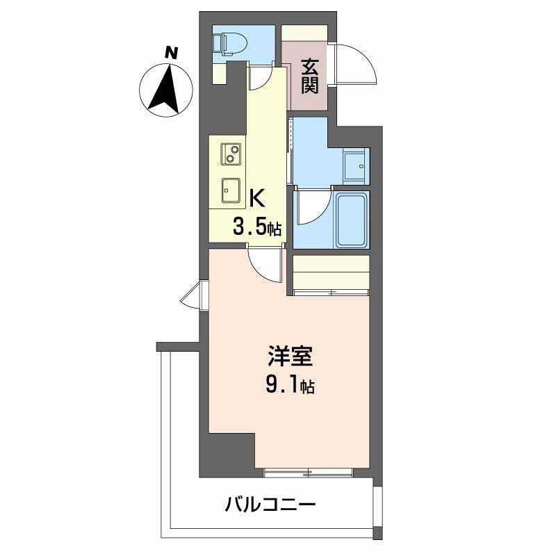ロイヤルパークヒルズうめきた-1K(110757048)の間取り図