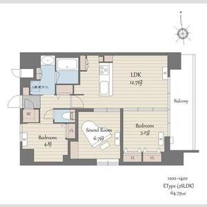 ＳーＲＥＳＩＤＥＮＣＥ天満橋ａｒ-2SLDK(110810795)の間取り図