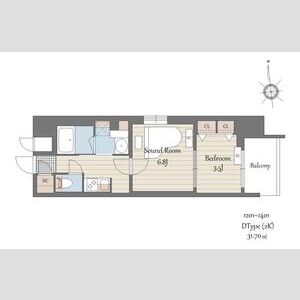 ＳーＲＥＳＩＤＥＮＣＥ天満橋ａｒ-2K(110810796)の間取り図