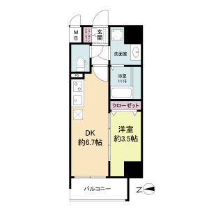 ソルテラス本庄西クレアスト-1DK(111097903)の間取り図