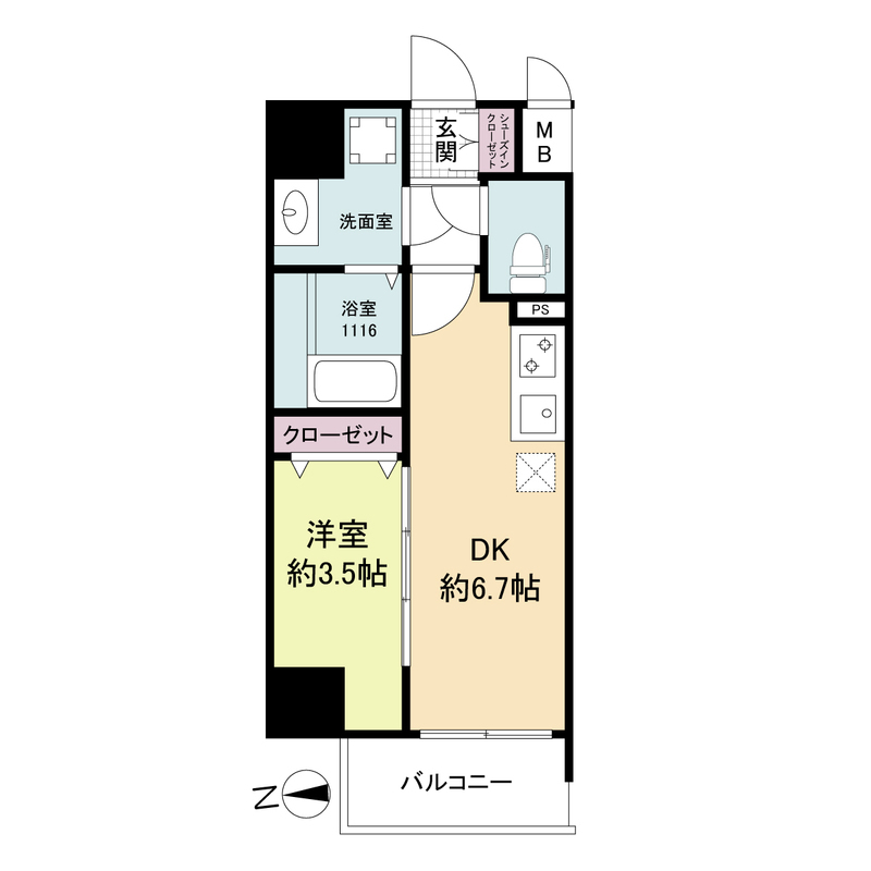 ソルテラス本庄西クレアスト-1DK(111551578)の間取り図