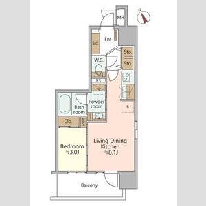 ジオエント福島野田レジデンス-1LDK(111138917)の間取り図