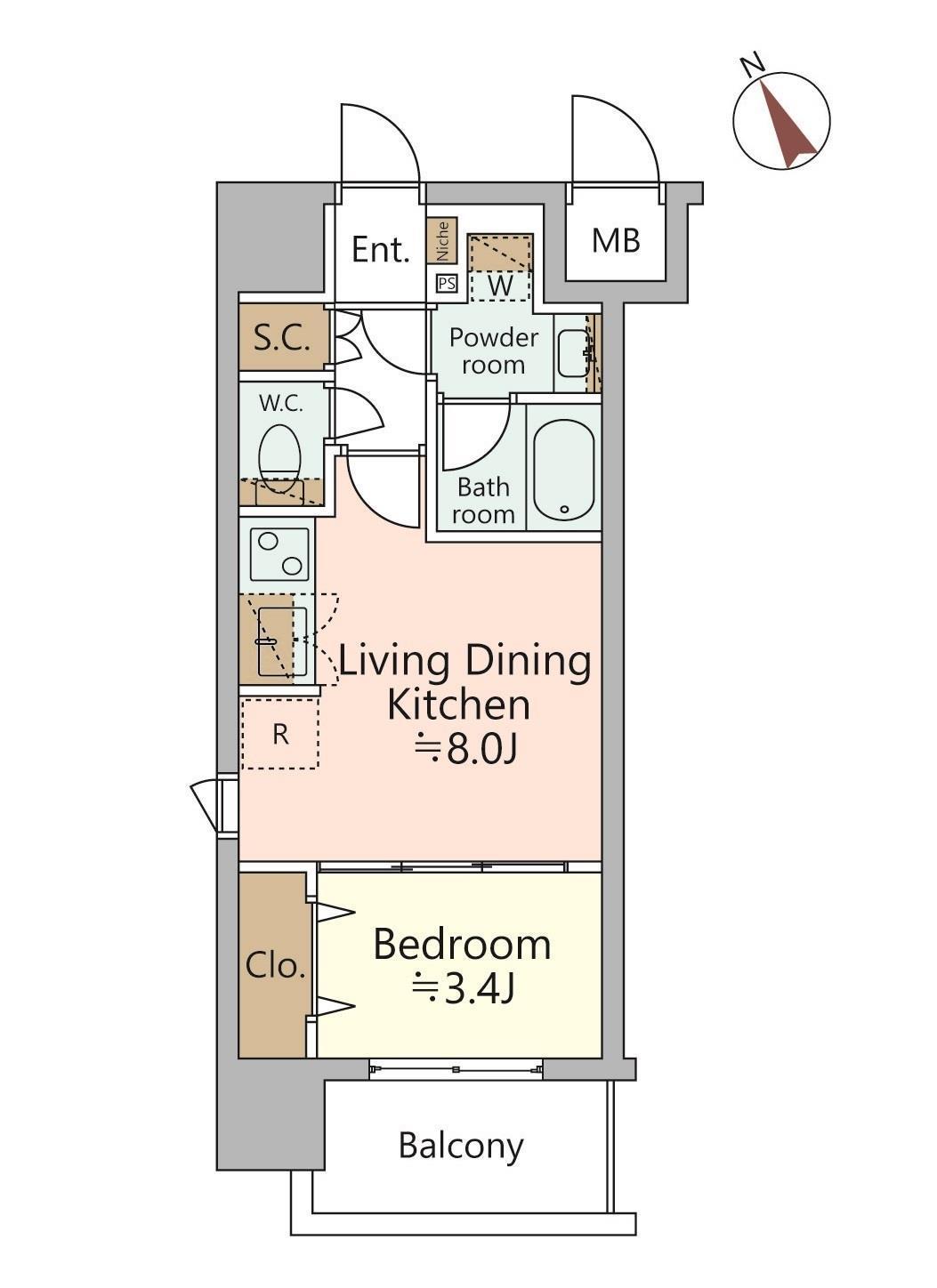 ジオエント福島野田レジデンス-1LDK(111489019)の間取り図