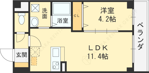 ＲＥＴｕｍｅｋｉｔａ-1LDK(111160301)の間取り図