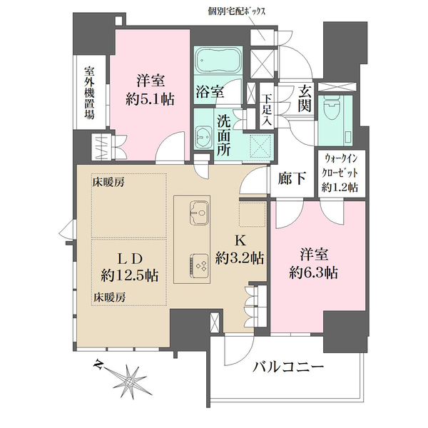 ザ・パークハウス大阪梅田タワー-2LDK(111269975)の間取り図