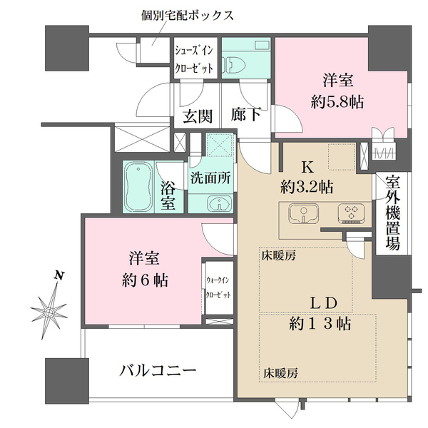 ザ・パークハウス大阪梅田タワー-2LDK(111269976)の間取り図