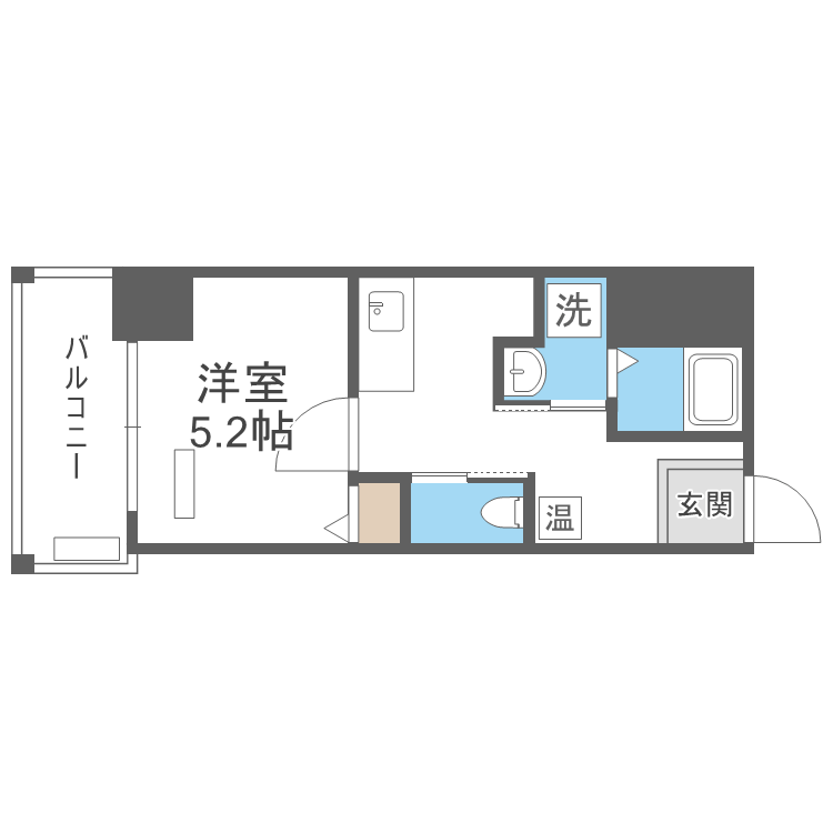 エストゥルースプラス大阪福島-1K(111300973)の間取り図
