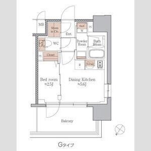 ジオエント梅田北リバーフロント-1DK(111277804)の間取り図