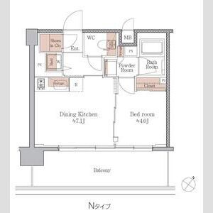 ジオエント梅田北リバーフロント-1DK(111277806)の間取り図