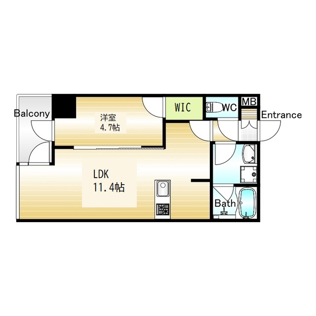 フォルトナート扇町-1LDK(112296629)の間取り図