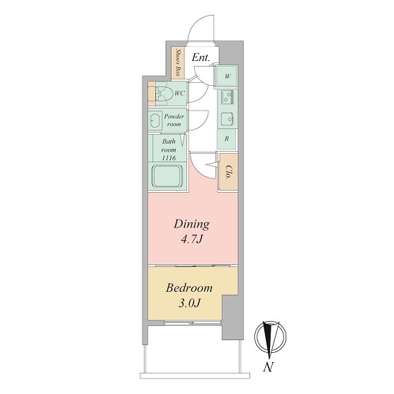 セレニテ東梅田アリエ-2K(111451055)の間取り図