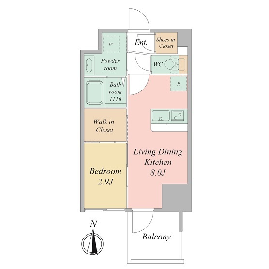 セレニテ東梅田アリエ-1LDK(111450054)の間取り図