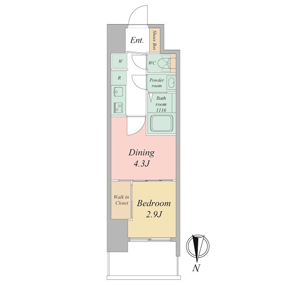 セレニテ東梅田アリエ-2K(111451036)の間取り図