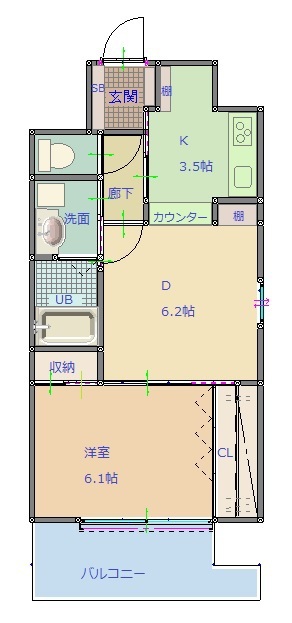 ラグレース福島-1DK(111526318)の間取り図
