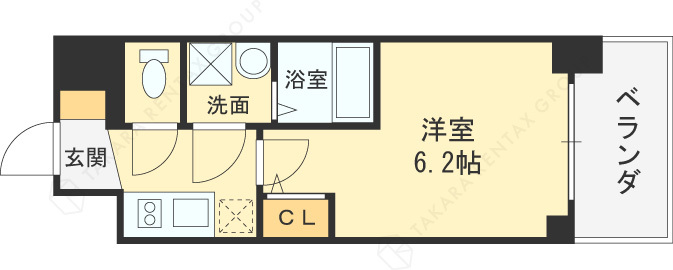 エスリードレジデンス　ザ・グラン大阪福島クラス-1K(111555289)の間取り図