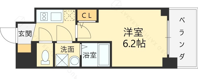 エスリードレジデンス　ザ・グラン大阪福島クラス-1K(111555296)の間取り図