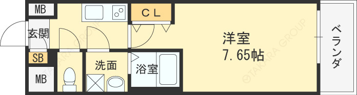 ＥＳ－Ｇｒａｎｄｅ大阪福島-1K(112110780)の間取り図