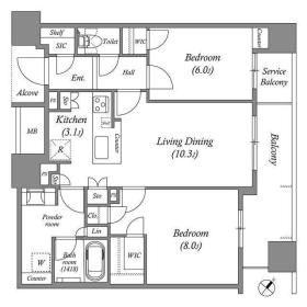 シエリアタワー中之島-2LDK(112240167)の間取り図