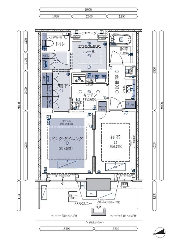 グラングリーン大阪　ＴＨＥ　ＮＯＲＴＨ　ＲＥＳＩＤＥＮＣＥ-1LDK(112107867)の間取り図