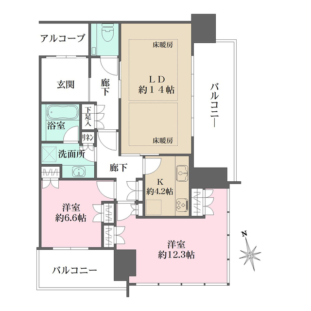グラングリーン大阪ＴＨＥ　ＮＯＲＴＨ　ＲＥＳＩＤＥＮＣＥ-2LDK(112203699)の間取り図