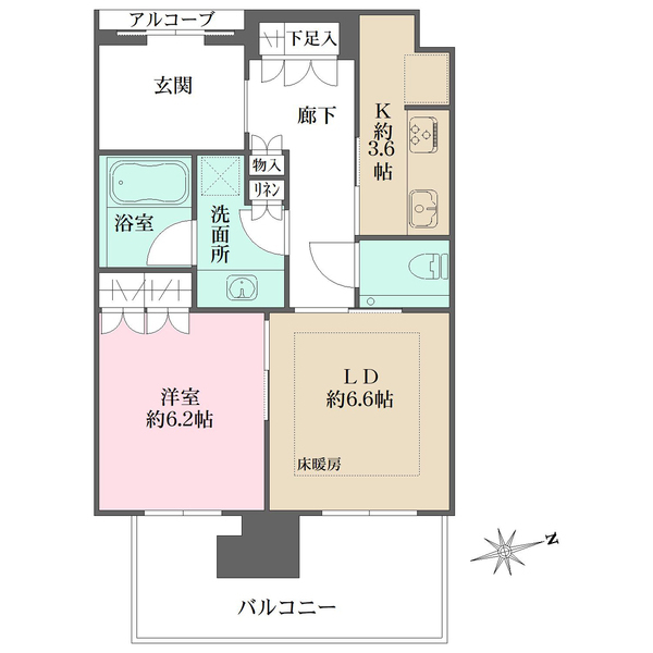 グラングリーン大阪ＴＨＥ　ＮＯＲＴＨ　ＲＥＳＩＤＥＮＣＥ-1LDK(112234551)の間取り図