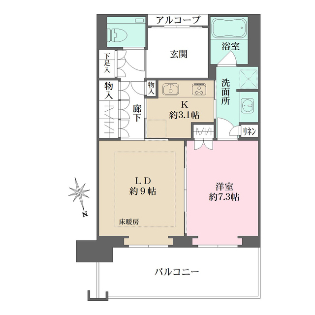 グラングリーン大阪ＴＨＥ　ＮＯＲＴＨ　ＲＥＳＩＤＥＮＣＥ-1LDK(112265373)の間取り図