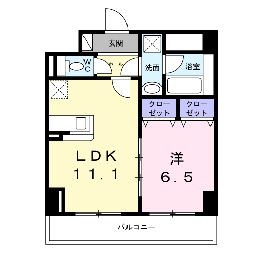 サニーレジデンス吉野Ⅱ-1LDK(112292153)の間取り図