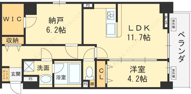 ル・モベイ天神橋-1SLDK(112292871)の間取り図