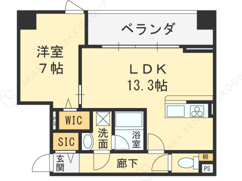 ル・モベイ天神橋-1LDK(112292761)の間取り図