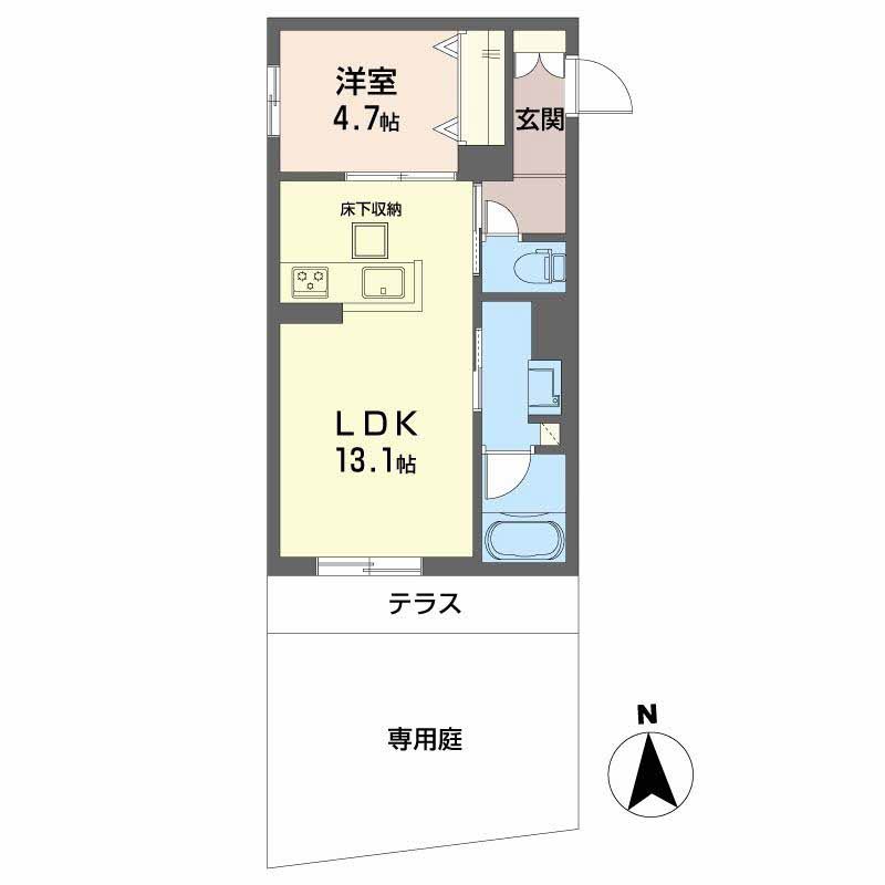 ユイロ中津-1LDK(112611047)の間取り図
